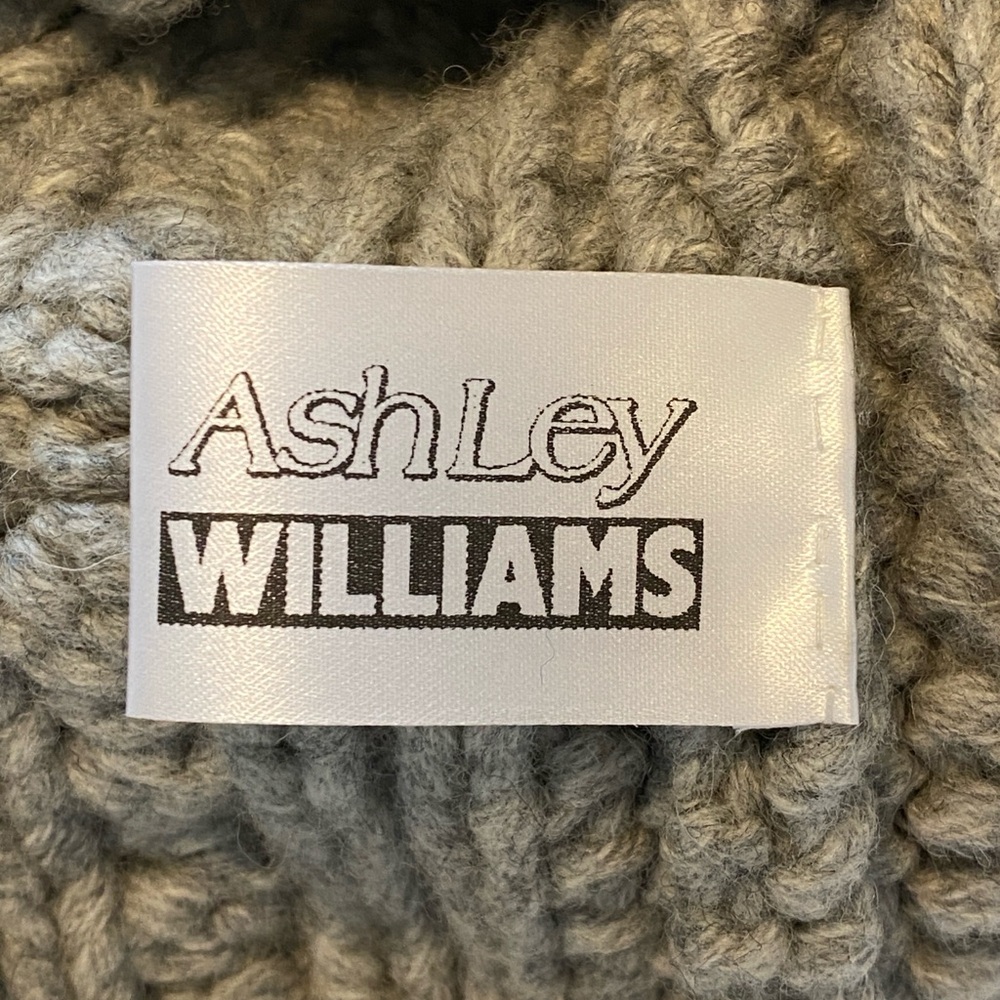 NWT XS ASHLEY WILLIAMS CHECKERBOARD Chunky Knit Sweater Jumper Gray Black Cable - Picture 10 of 16